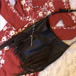 ZARA leather fringe bag